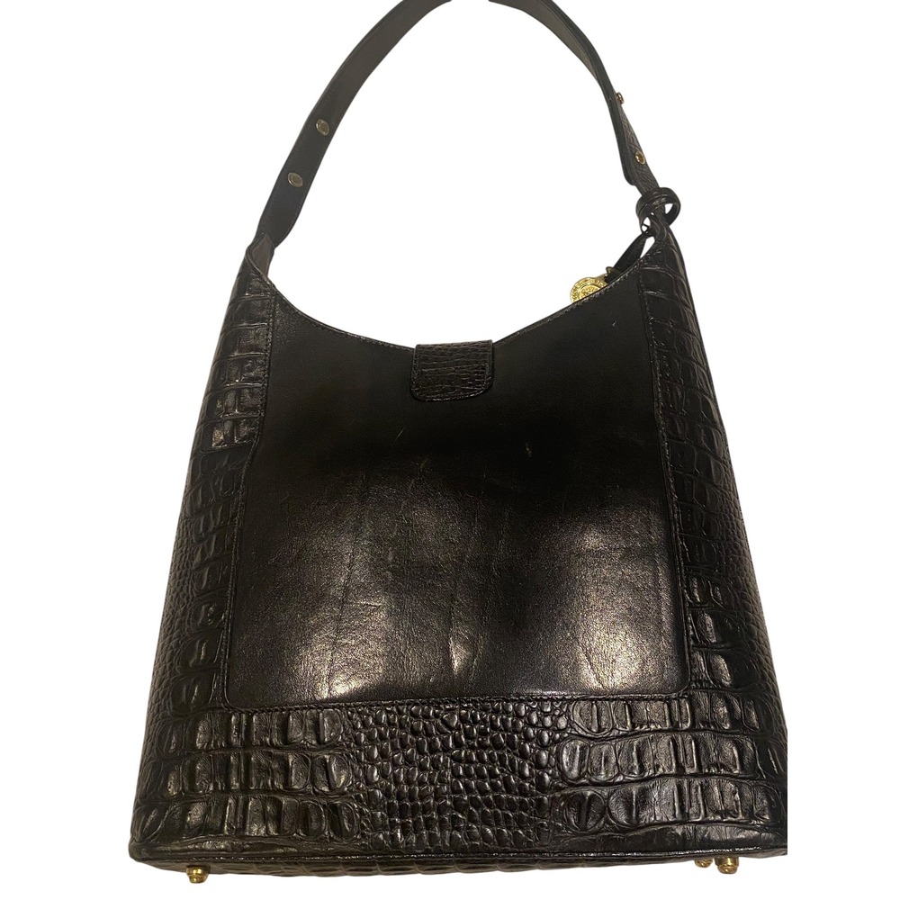 Brahmin Kendal Adjustable Strap Leather and Croc Embossed Shoulder Bag - Picture 6 of 14